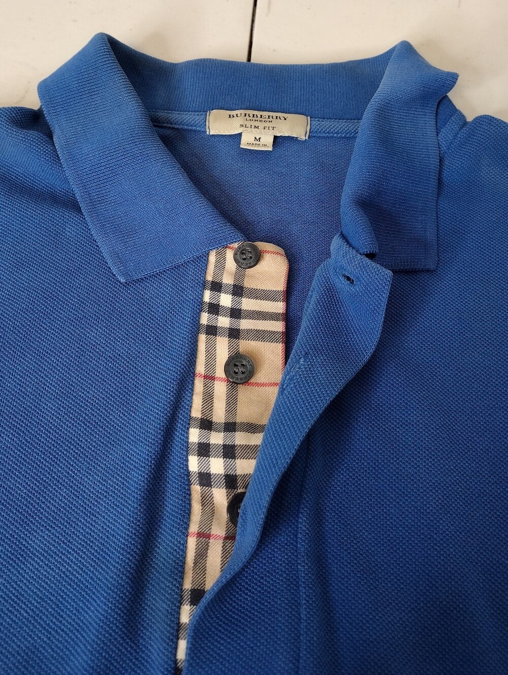 Burberry Blue Slim Fit Short Sleeve Polo Shirt Sz M - Picture 10 of 16